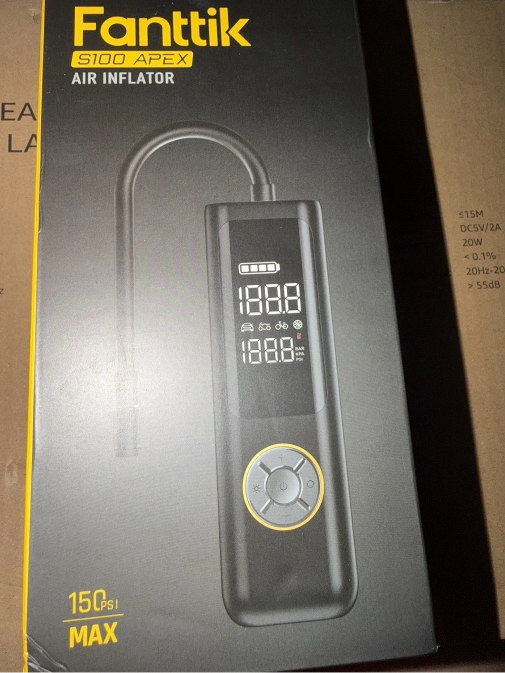 Fanttik S100 Apex Portable Air Inflator - Black and Yellow